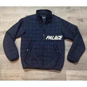 Palace Skateboards Armour Jacket M Navy Blue Puffer Quilted 1/2 Zip Anorak